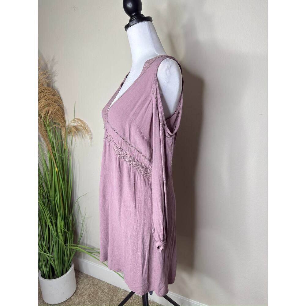 Y2K ASTR Label Silk Bohemian Hippie Peasant S Fairy Off Shoulder Pink Mini Dress - Picture 4 of 8
